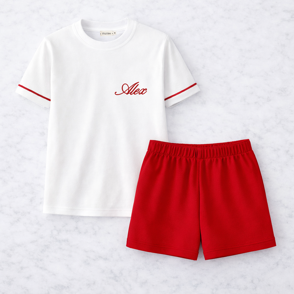 Pijama Infantil Bicolor Vermelho com Grafia Própria