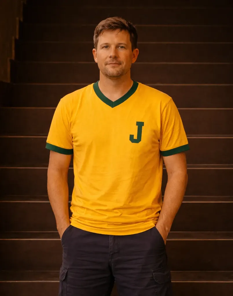 Camiseta Unissex Amarela com Gola V