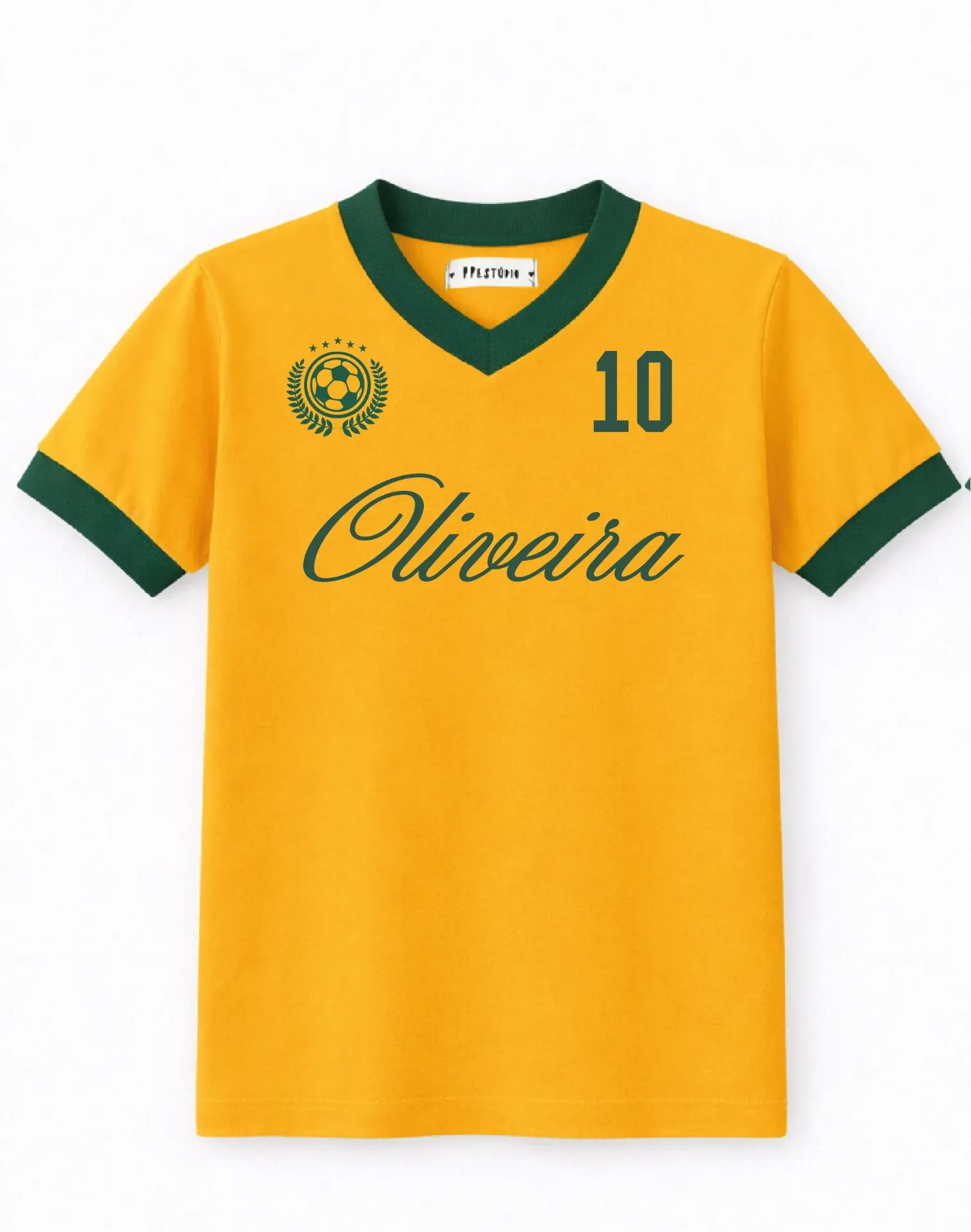 Camiseta Unissex Amarela com Gola V