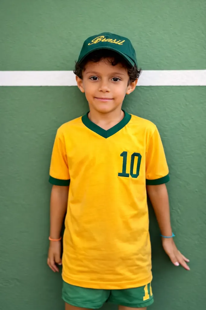 Camiseta Infantil Amarela com Gola V (2)