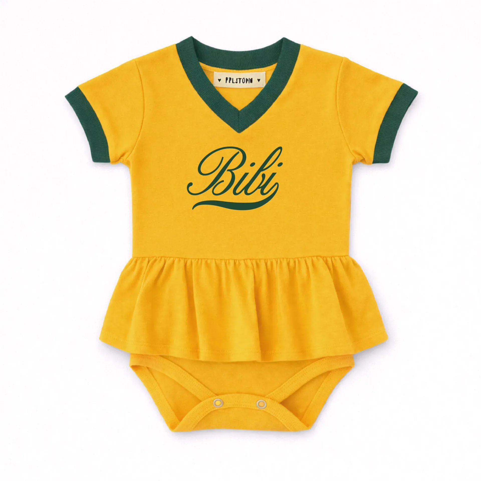 Body Saia Amarelo com Gola V (PP)