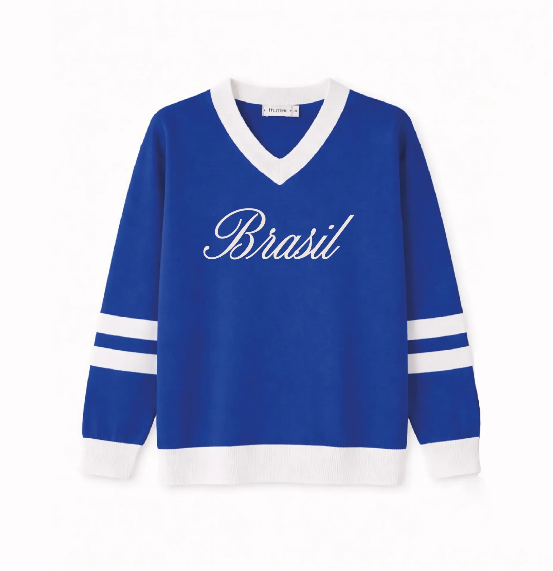 Tricot Feminino Azul Royal Listras Manga (P)