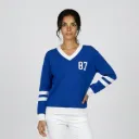 Tricot Feminino Azul Royal Listras Manga