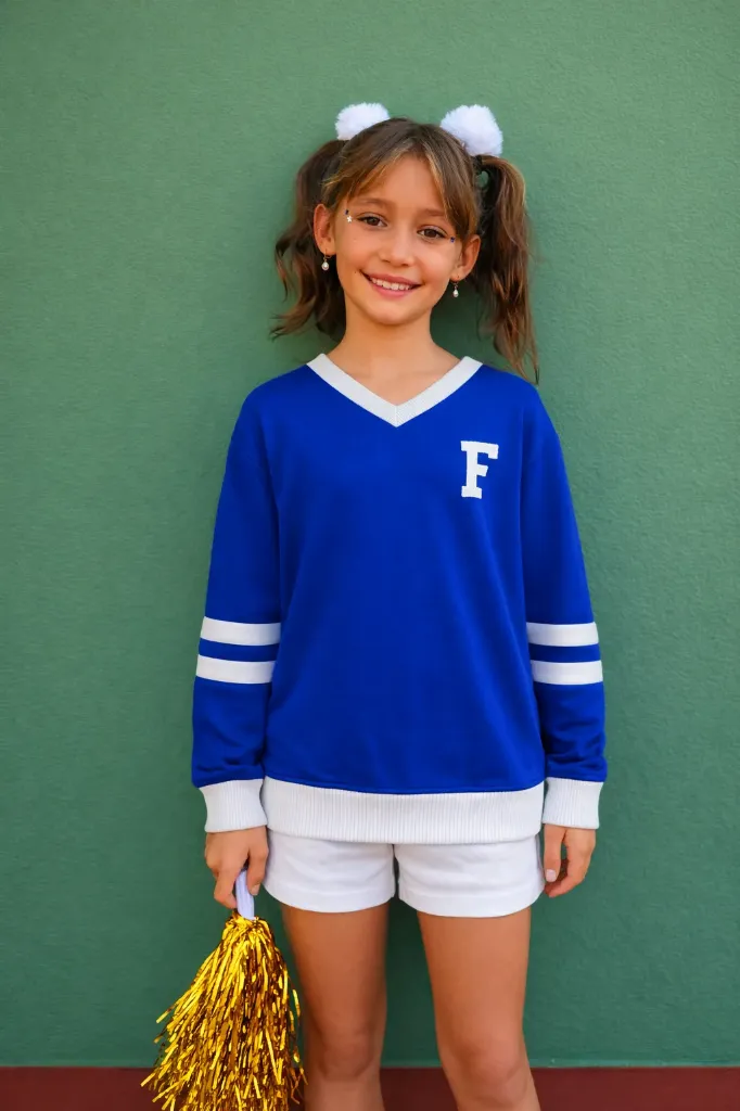 Tricot Infantil Azul Royal Listras Manga