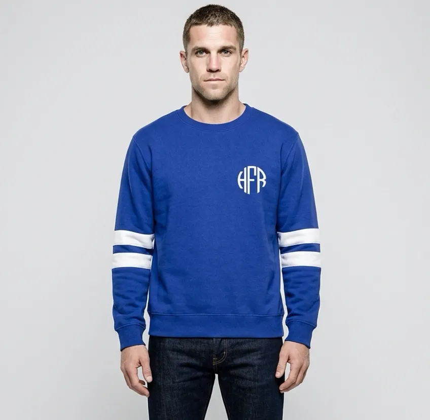 Tricot Unissex Azul Royal Listras Manga (P)