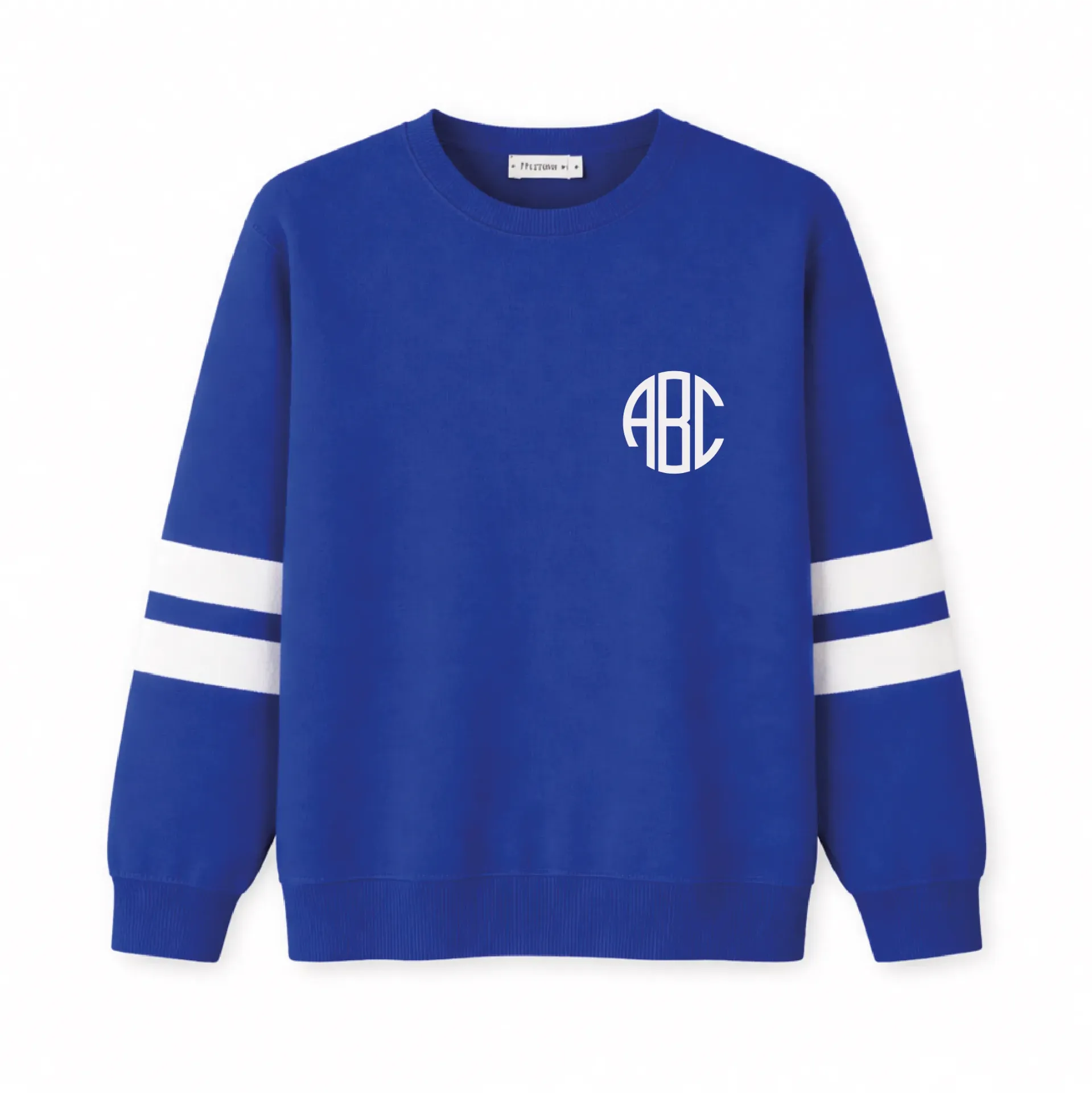 Tricot Unissex Azul Royal Listras Manga (P)