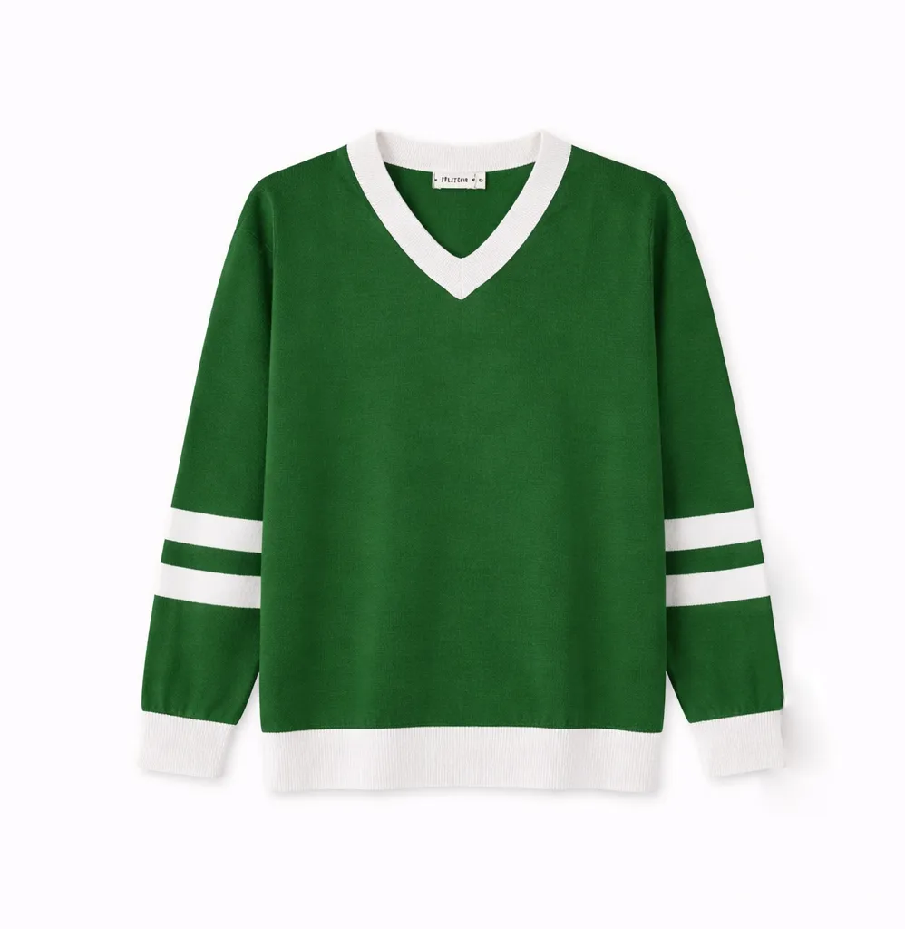 Tricot Feminino Verde Bandeira Listras Manga