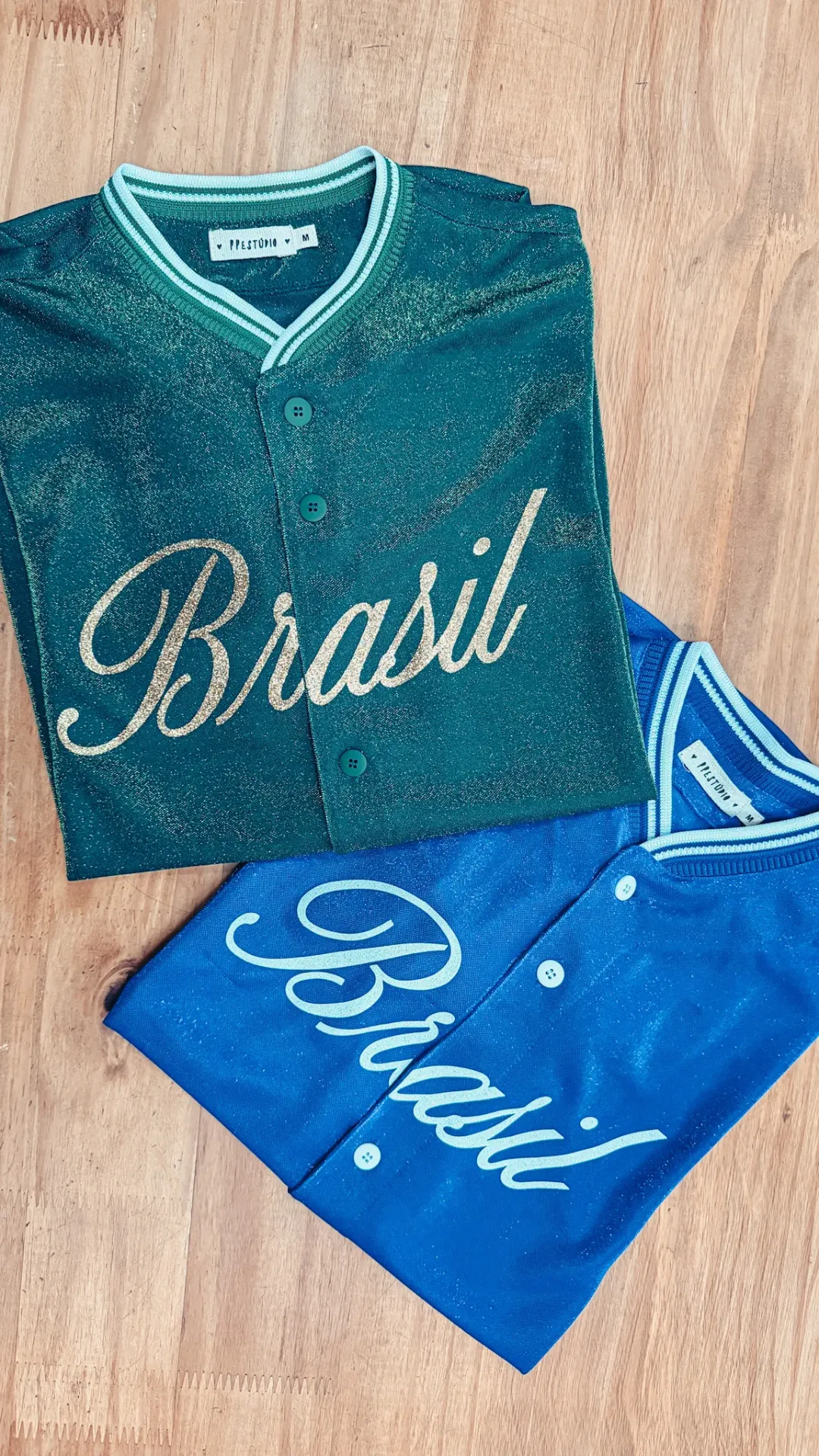 [PP-1386] Camisa Baseball Lurex com Botões (Verde Bandeira, PP)