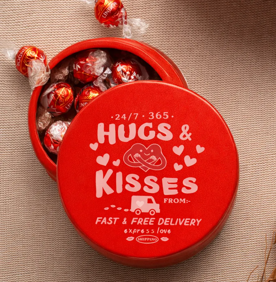 [PP-3144] Pote de Cerâmica Vermelho Estampa Hugs&Kisses