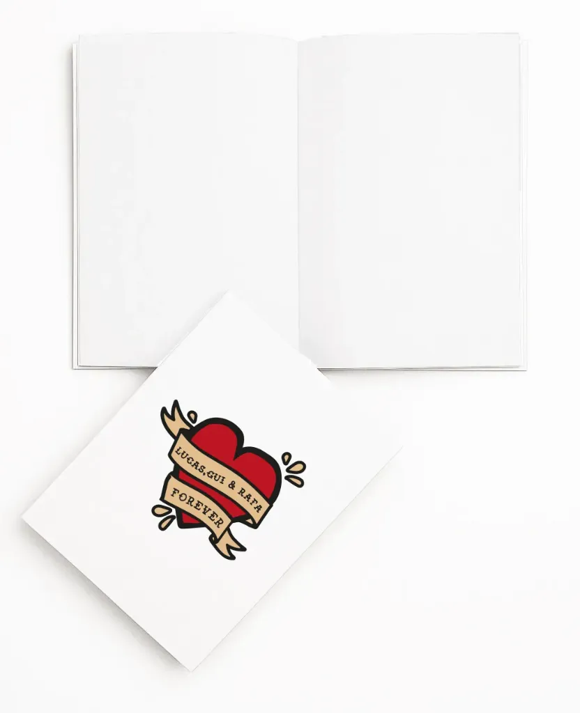 [PP-1312] Caderno 14x21 Personalizado com Coração Tattoo