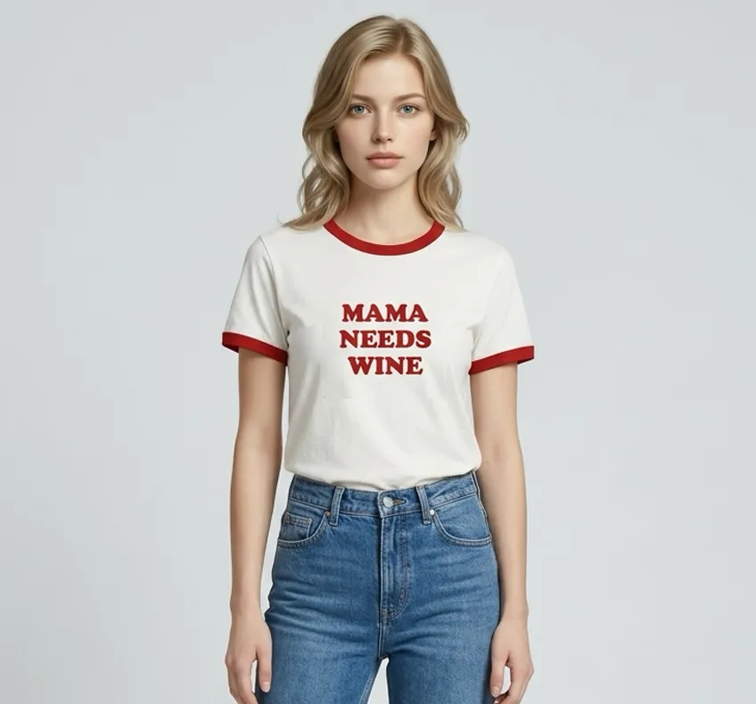 Camiseta Mama Needs Wine (Feminina P)