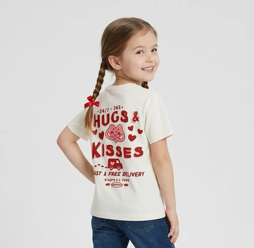 [PP-1601] Camiseta Infantil Hugs & Kisses (1)