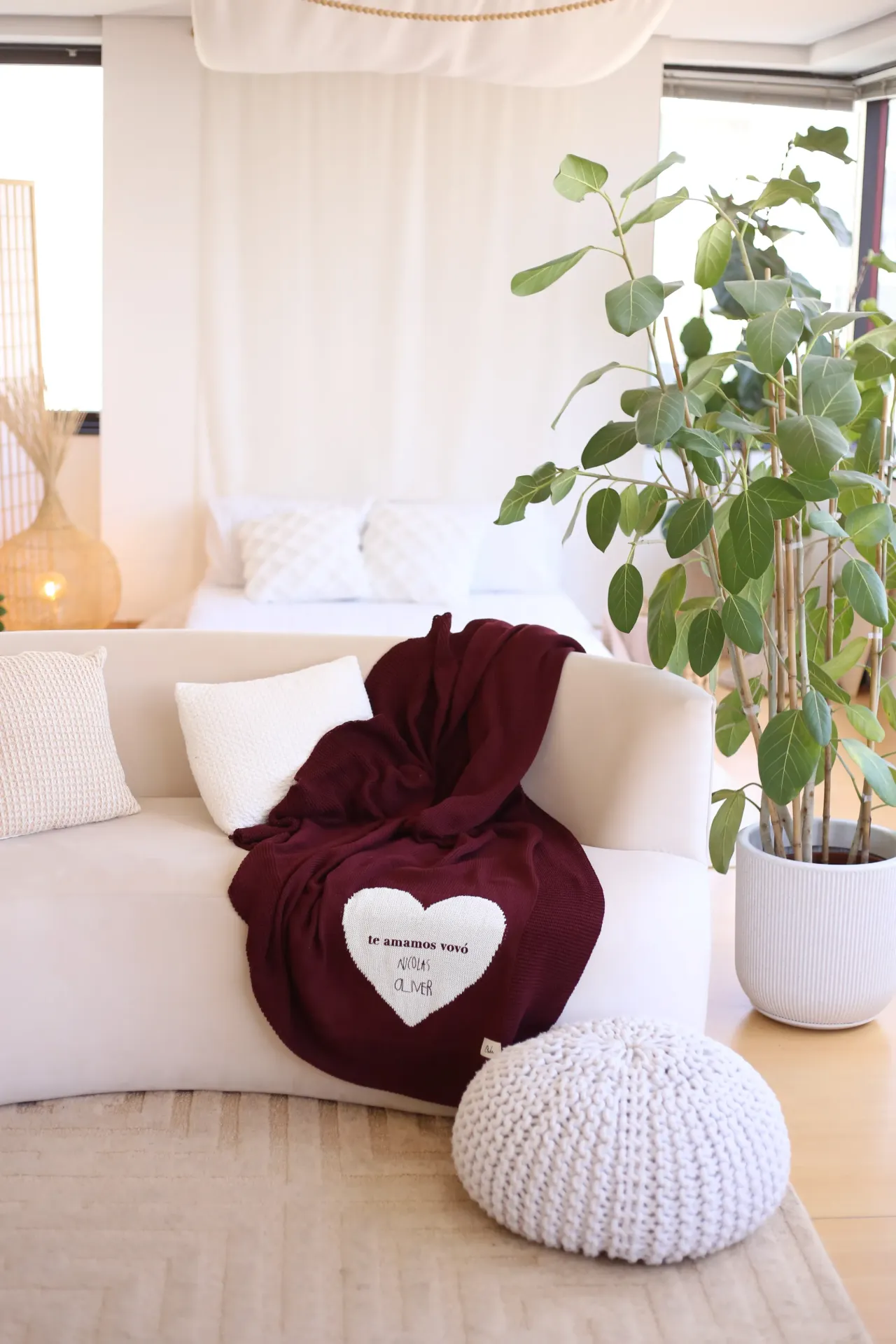 Manta Coração Bordada com Grafia Própria