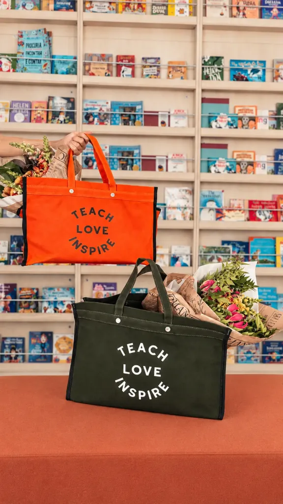 Bolsa de Lona G TEACH, LOVE, INSPIRE (Laranja)