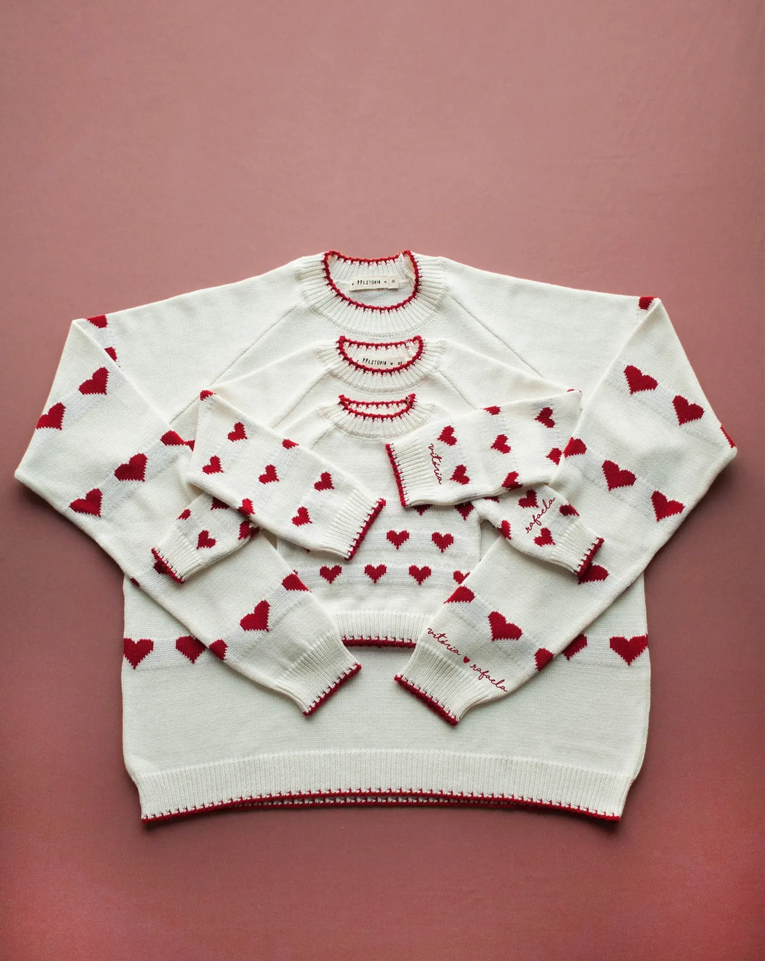 Tricot Corações Adulto (Vermelho, P)