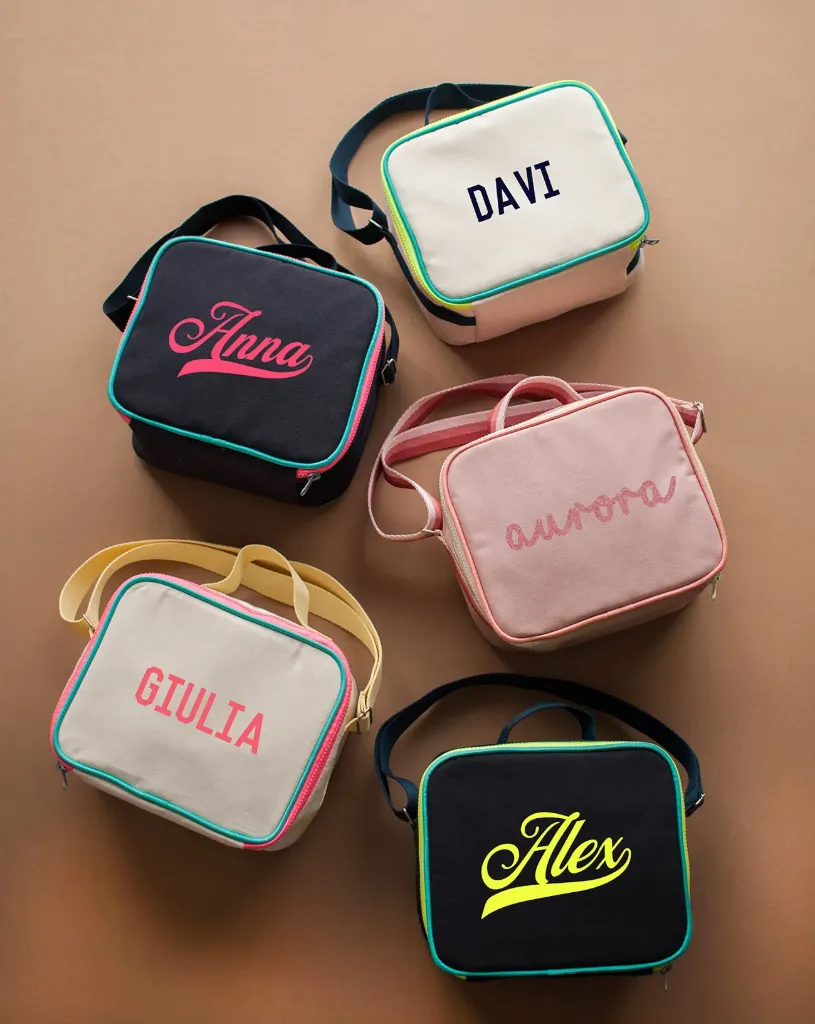 [PP-2516] Lancheira Personalizada (Marinho com Pink Flúor)