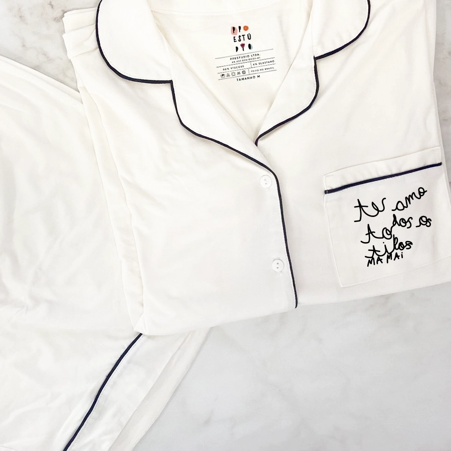 [PP-2821] Pijama Americano Feminino com Grafia Própria (P)