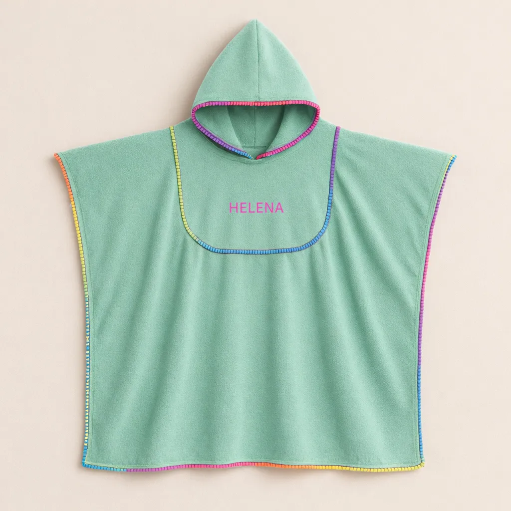 Poncho Atoalhado Verde Menta (PP (1-2 anos))