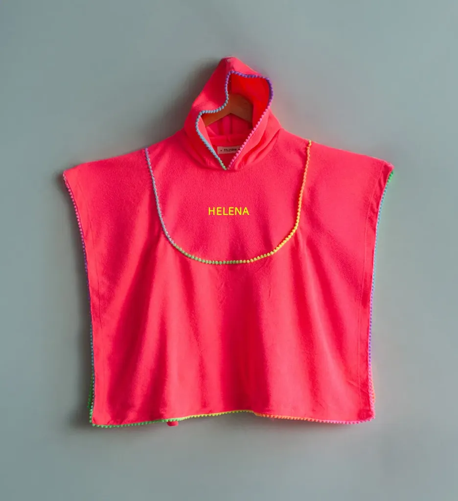 [PP-3106] Poncho Atoalhado Pink Flúor (P (3-5 anos))