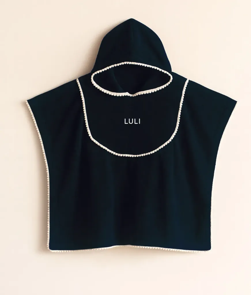 Poncho Atoalhado Marinho com Bolinhas (PP (1-2 anos))