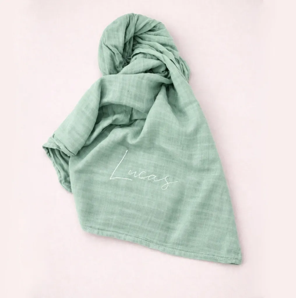 [PP-3295] Swaddle Bordado Verde