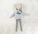 Coelho Artesanal em Linho com Malha Personalizada Azul