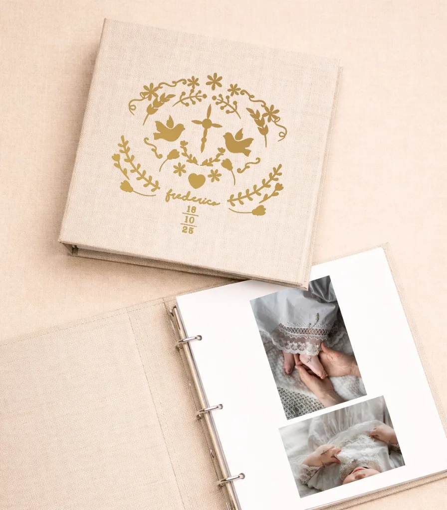 [PP-4080] Álbum para Fotos Colantes Floral Batizado