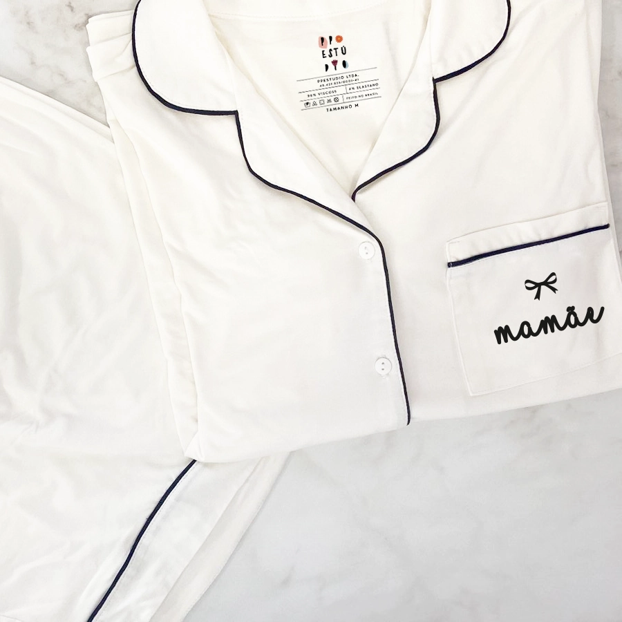 Pijama Americano Feminino Personalizado Tipografia Mini