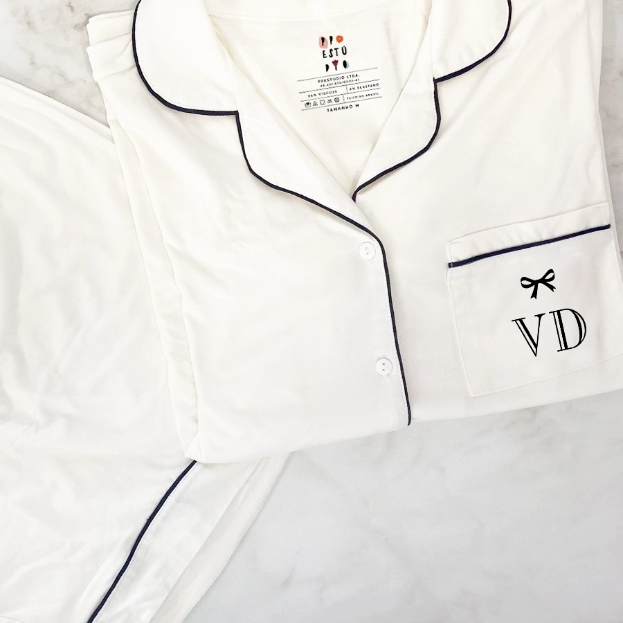 [PP-2809] Pijama Americano Feminino Personalizado com Iniciais (P)