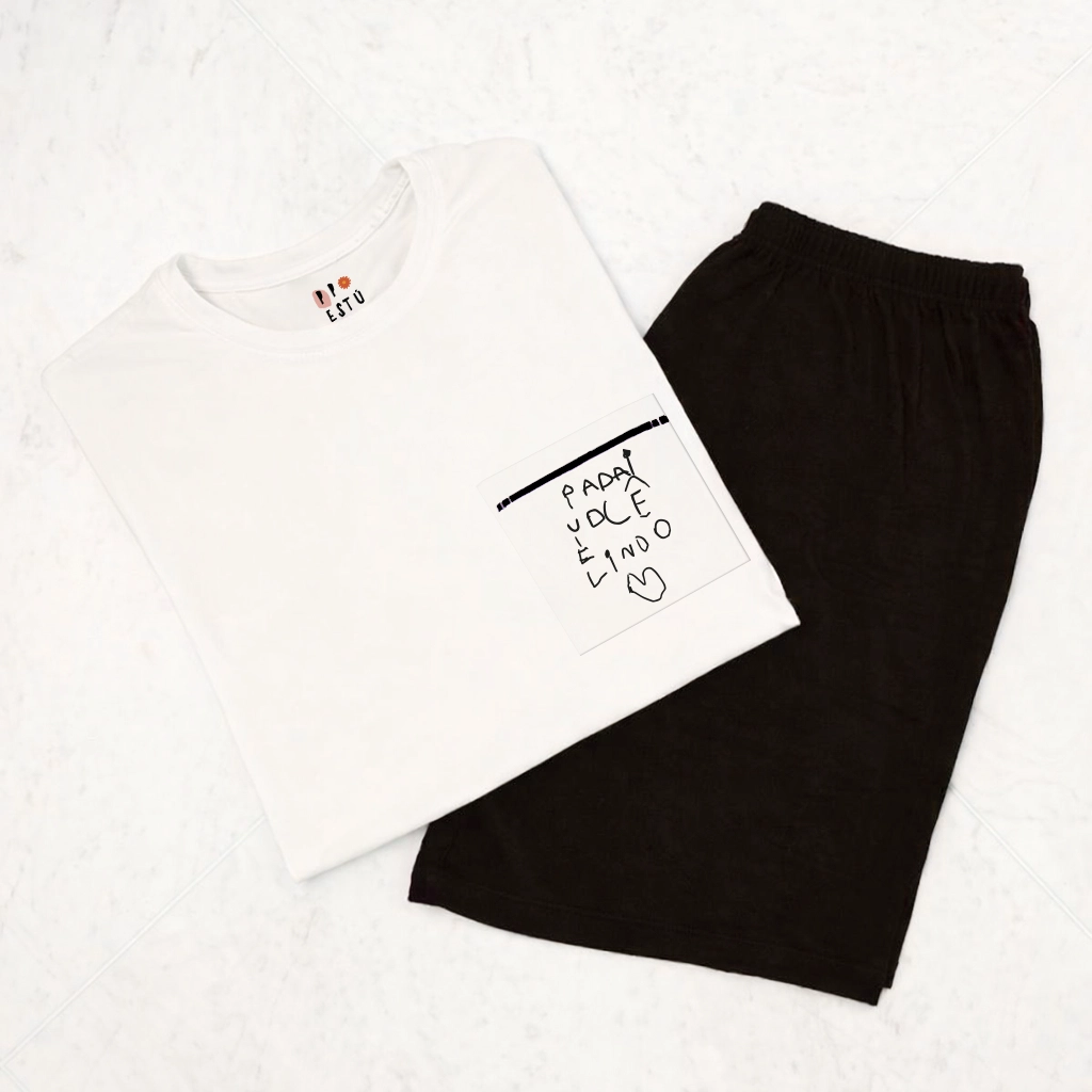 Pijama Bicolor Masculino com Grafia Própria (P)